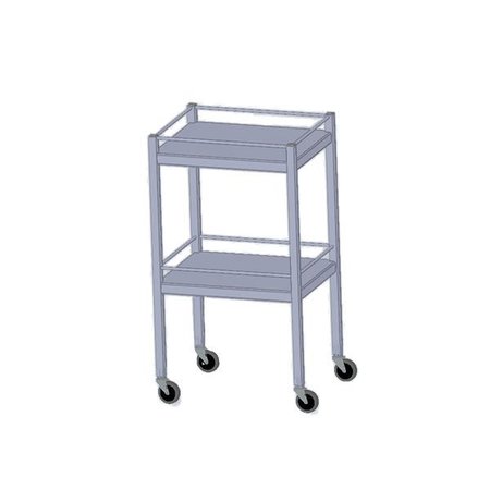 MIDCENTRAL MEDICAL SS Utility Table 16"w x 20"l x 34"H, with 4-Sided Guardrail on top and shelf MCM550